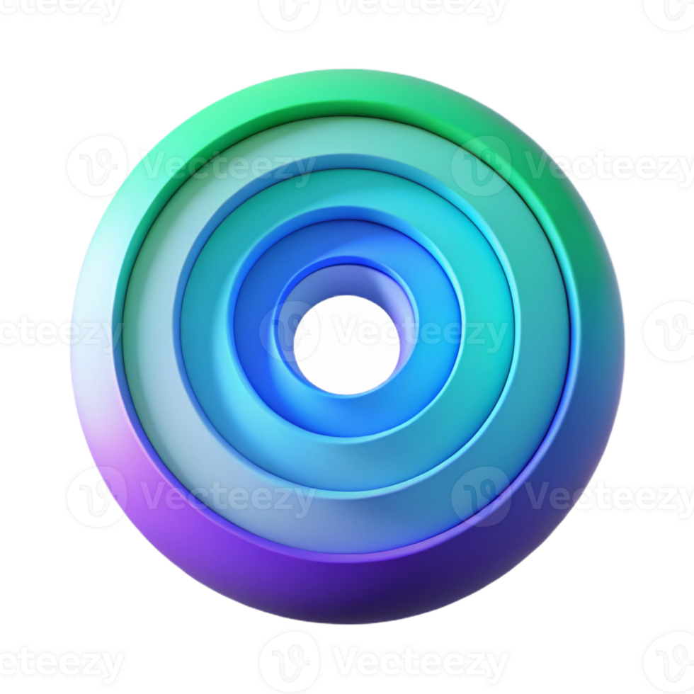 elegant modern A series of concentric circles radiating outwards, in a gradient of cool hues, from blue to green to violet, with a soft, ambient light. Style minimalist, geometric genuine png