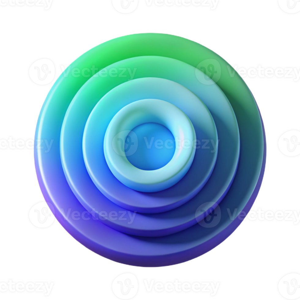 wonderful abstract A series of concentric circles radiating outwards, in a gradient of cool hues, from blue to green to violet, with a soft, ambient light. Style minimalist, geometric high quality png
