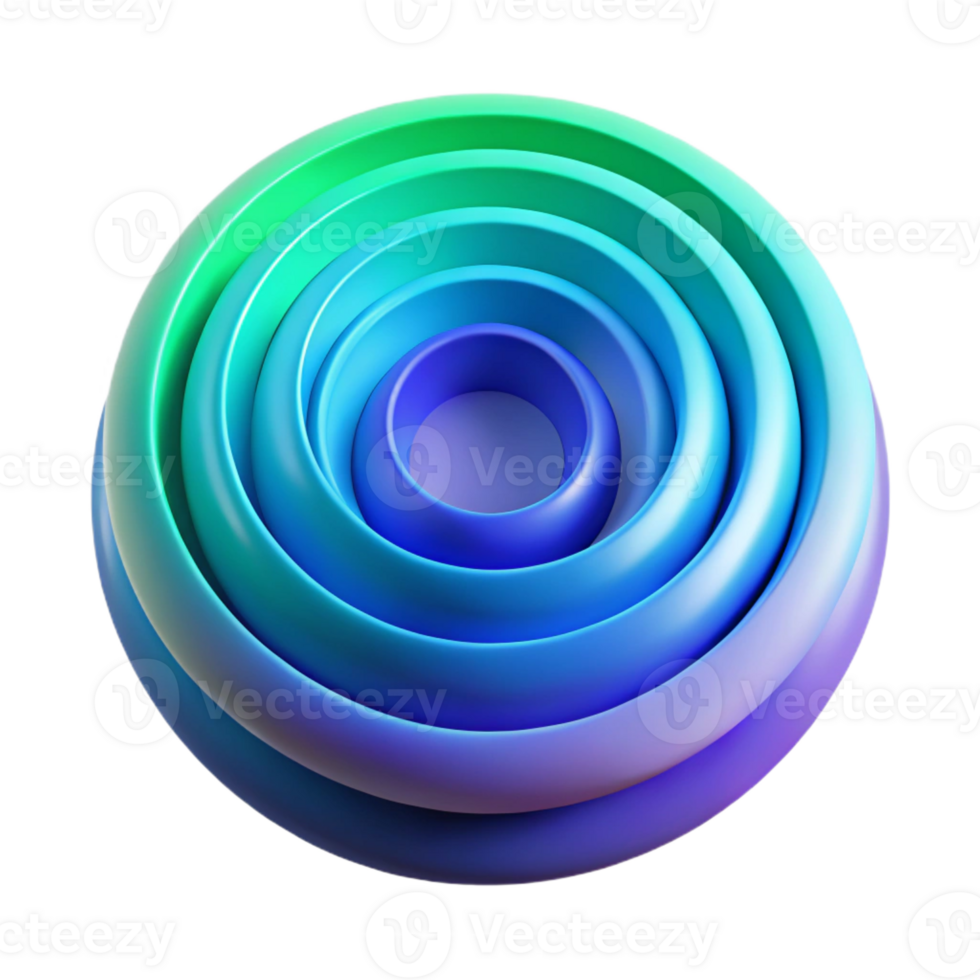 dramatic abstract A series of concentric circles radiating outwards, in a gradient of cool hues, from blue to green to violet, with a soft, ambient light. Style minimalist, geometric 4K png