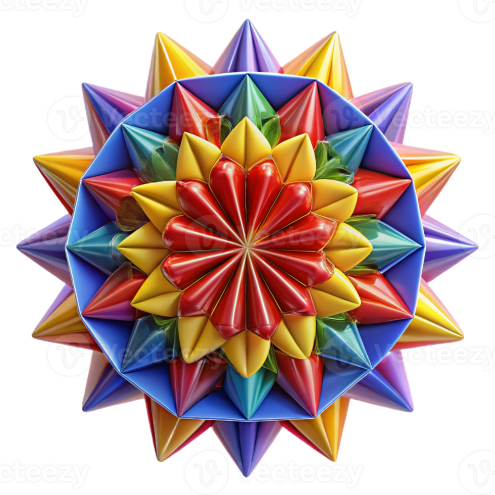 wonderful minimalist A kaleidoscopic array of symmetrical, geometric patterns in bold primary colors, with sharp, contrasting lines, under a bright, even lighting. Style psychedelic, op art exclusive png