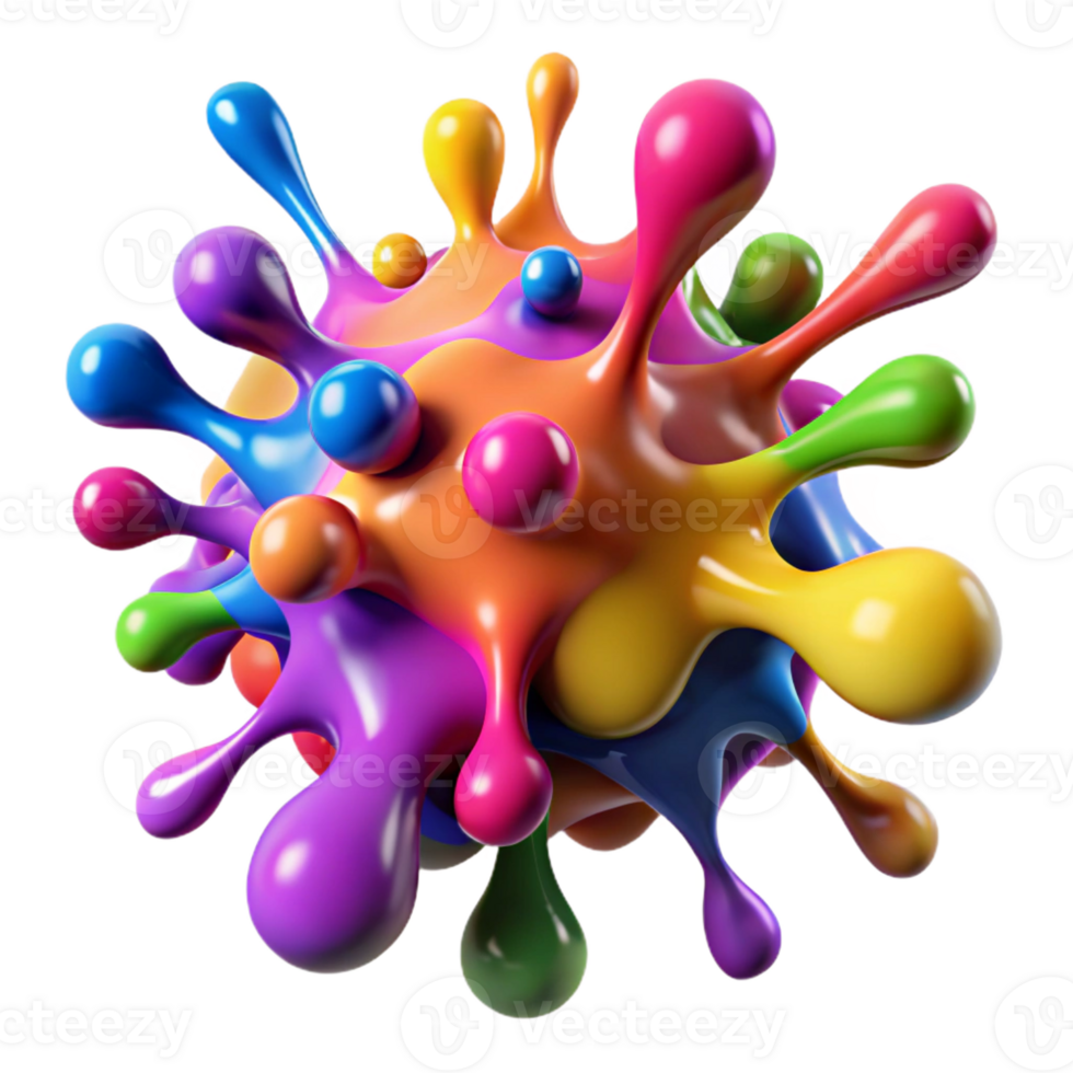 vibrant contemporary A chaotic explosion of multicolored paint splatters and drips, with varying textures and viscosities, under a stark, high-contrast spotlight. Style abstract expressionism 4K png