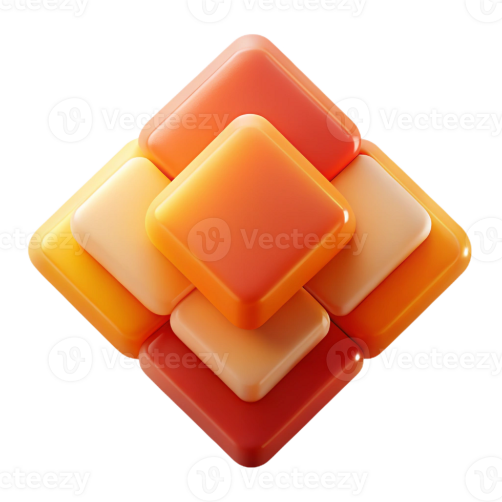 wonderful artistic A series of overlapping, transparent squares in a gradient of warm hues, from yellow to orange to red, with a soft, diffused light. Style minimalist, geometric premium png