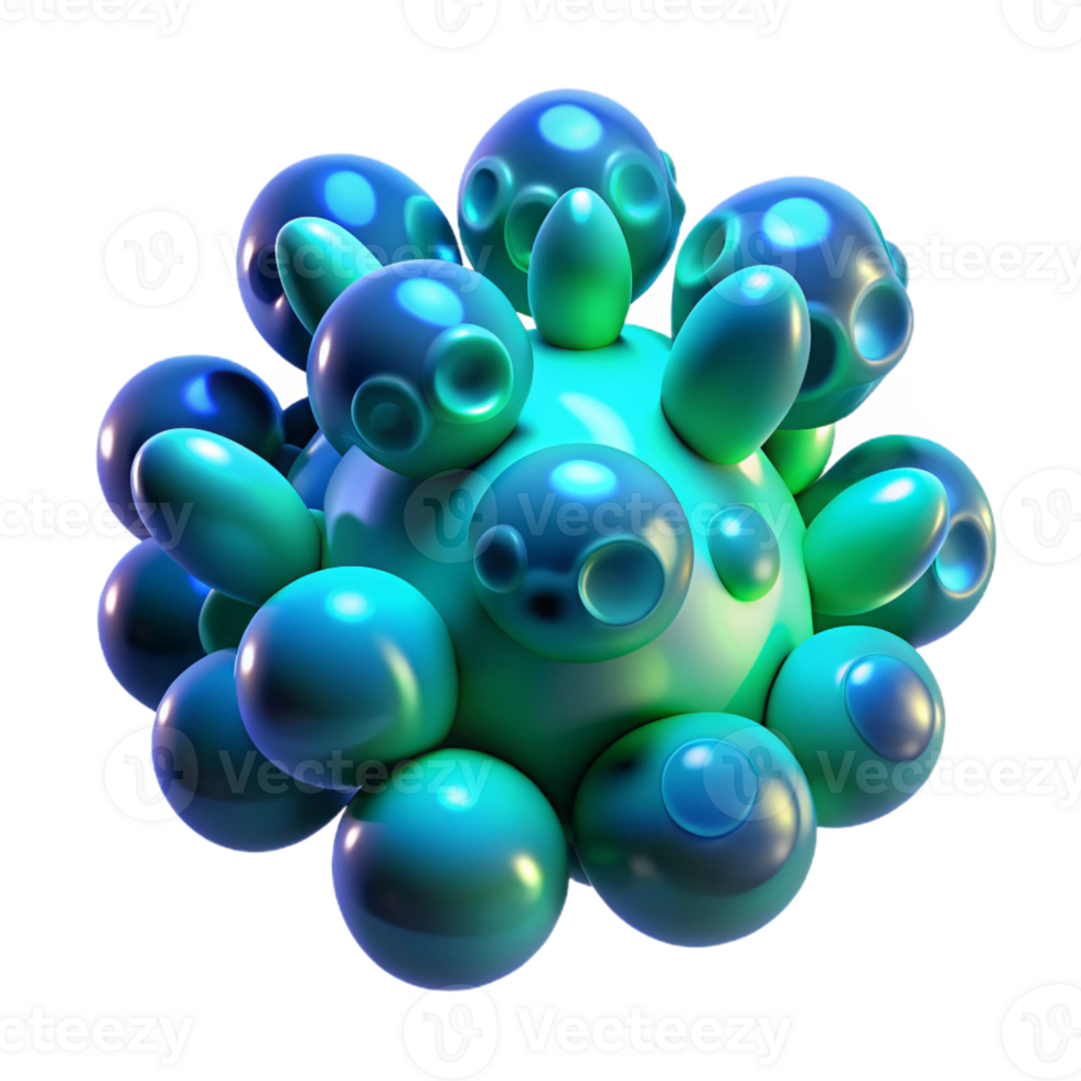 extraordinary abstract A cluster of glowing, bioluminescent organisms in varying shapes and sizes, in cool tones of blue and green, with a dim, ambient light. Style bioluminescent, organic genuine png