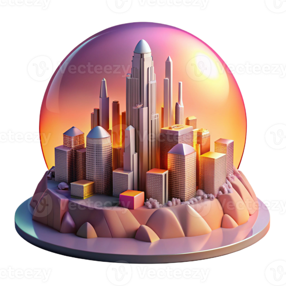 extraordinary contemporary A futuristic cityscape built into the side of a colossal asteroid, bathed in the pink and orange glow of a binary sunset. Style Art Deco meets cyberpunk high quality png