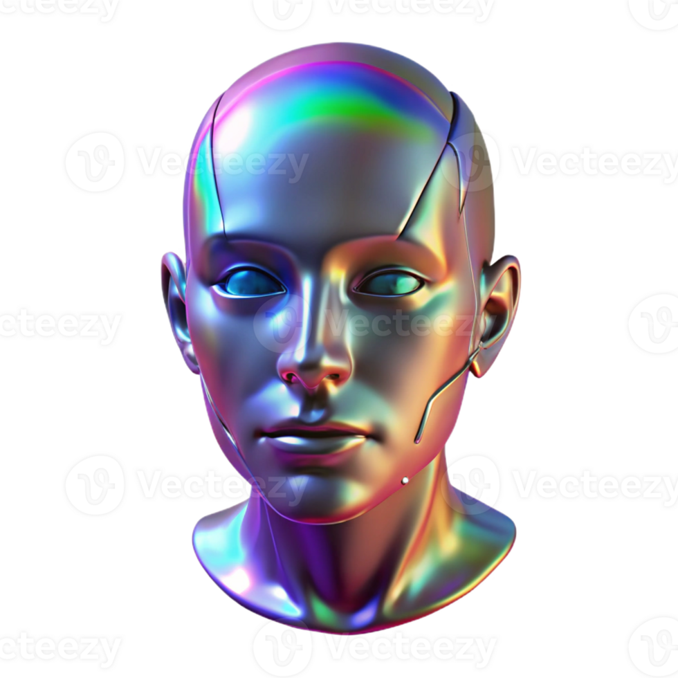 impressive minimalist A holographic projection of a human face, glitching and distorting, symbolizing a failing digital consciousness. Lighting flickering, unstable. Style cyberpunk professional png