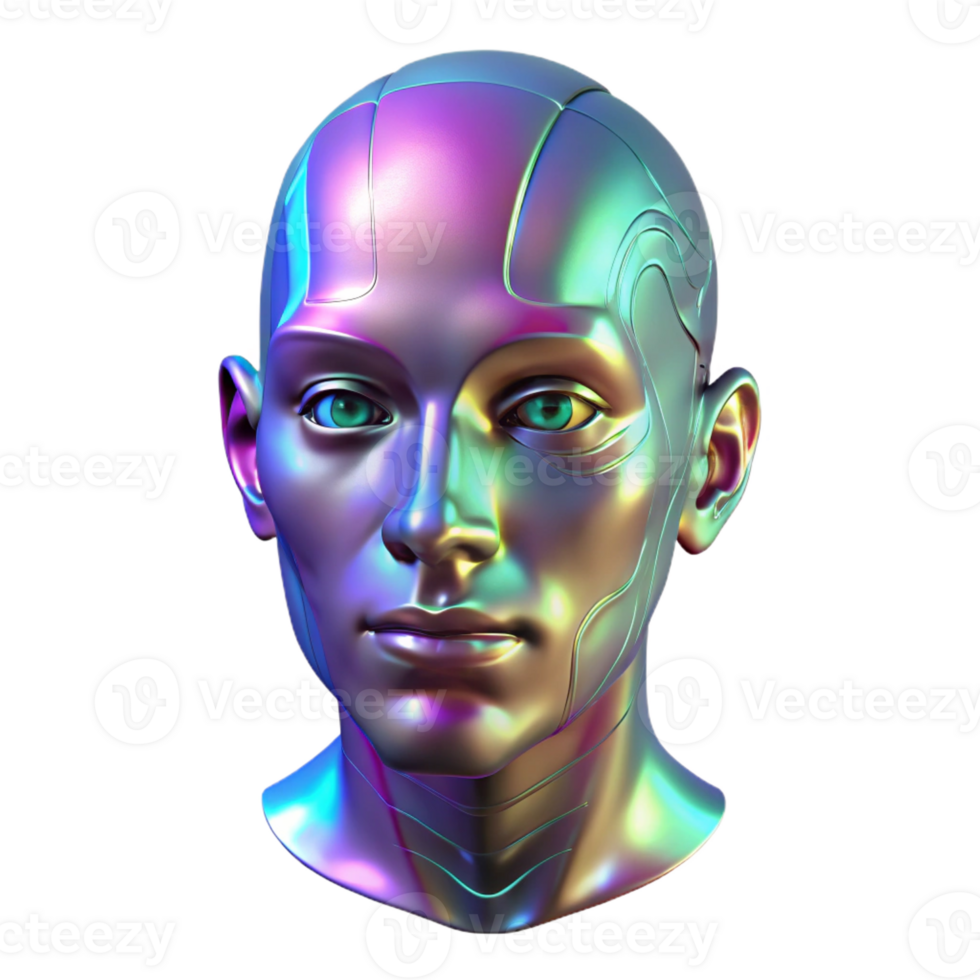 extraordinary creative A holographic projection of a human face, glitching and distorting, symbolizing a failing digital consciousness. Lighting flickering, unstable. Style cyberpunk detailed png