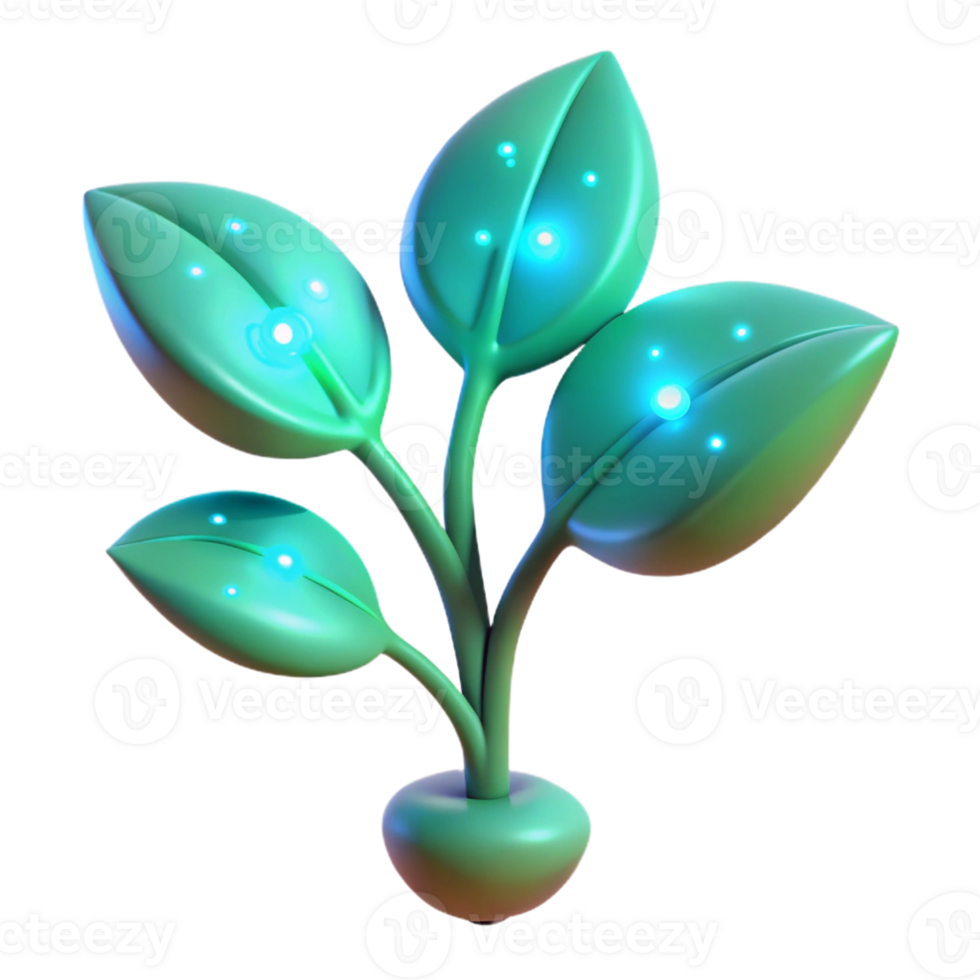 serene abstract A genetically modified plant with bioluminescent leaves, pulsating gently. Lighting soft, ethereal. Style botanical illustration original png