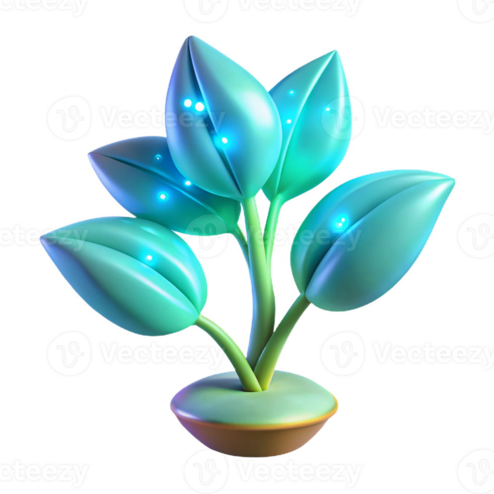stunning vintage A genetically modified plant with bioluminescent leaves, pulsating gently. Lighting soft, ethereal. Style botanical illustration high quality png