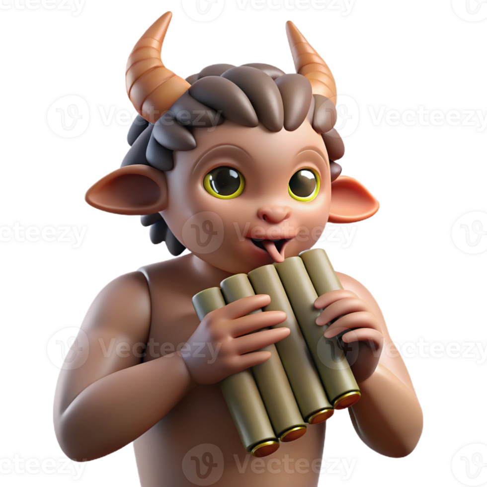 magnificent rustic A mischievous satyr, playing a pan flute in a sun-dappled forest. Art style Impressionism genuine png