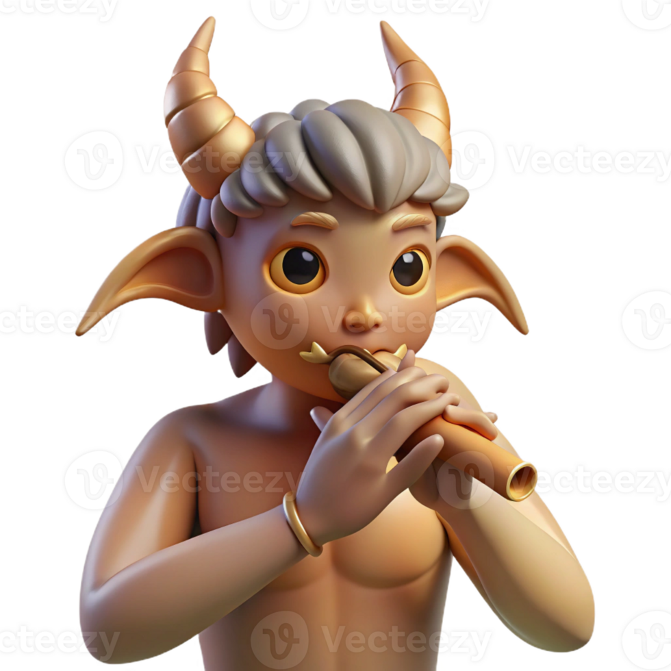 serene minimalist A mischievous satyr, playing a pan flute in a sun-dappled forest. Art style Impressionism detailed png