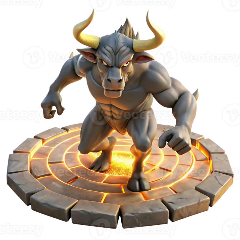 beautiful abstract A powerful minotaur, charging through a shattered labyrinth, illuminated by flickering torchlight. Art style Baroque original png