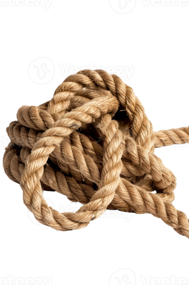 Brown Twisted Rope Coiled on a White Background for Nautical and Craft Themes in Photography and Design png