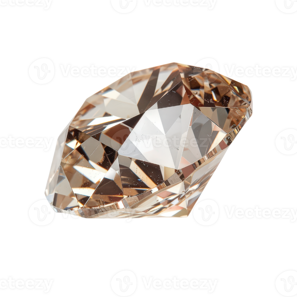 Sparkling and Shimmering Cut Crystal Stone with Warm Tones and Distinctive Reflections on a Clean Background png