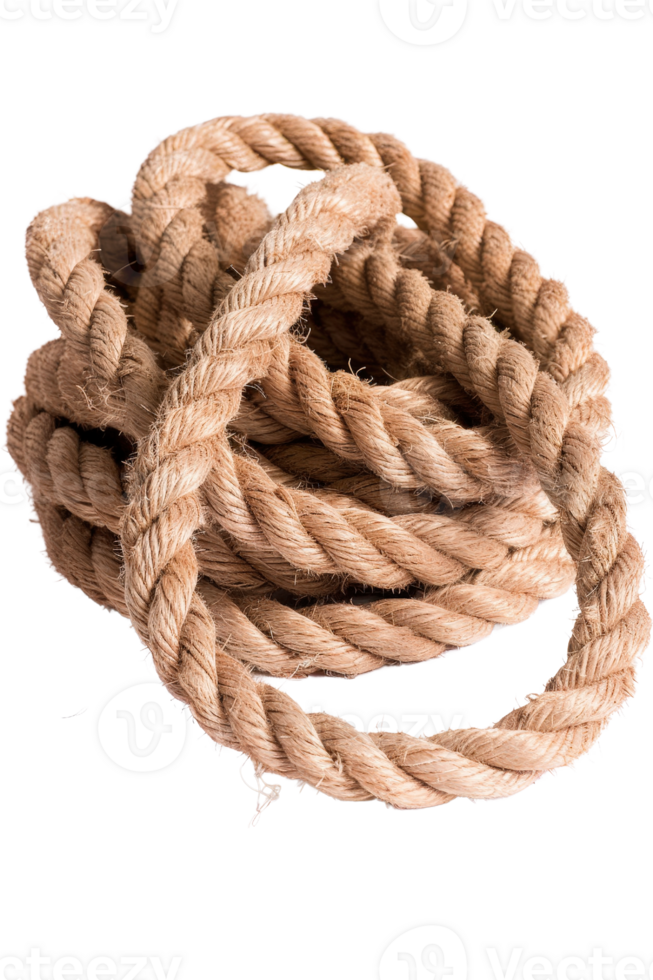 Natural Twisted Rope Coiled in a Random Pile for Various Uses in Crafts, Decoration, and Outdoor Activities png