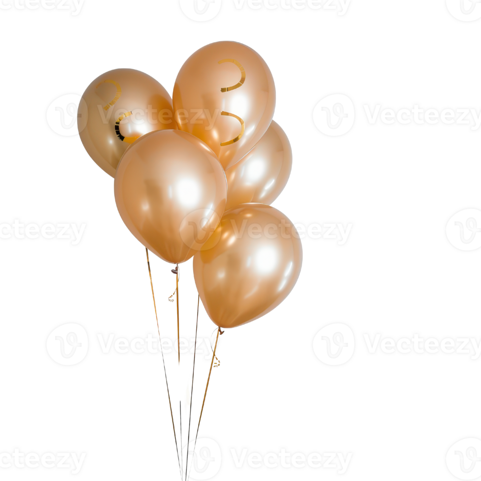Elegantly Decorated Gold Balloons for Celebratory Events and Festive Occasions with Shiny and Glossy Finish png