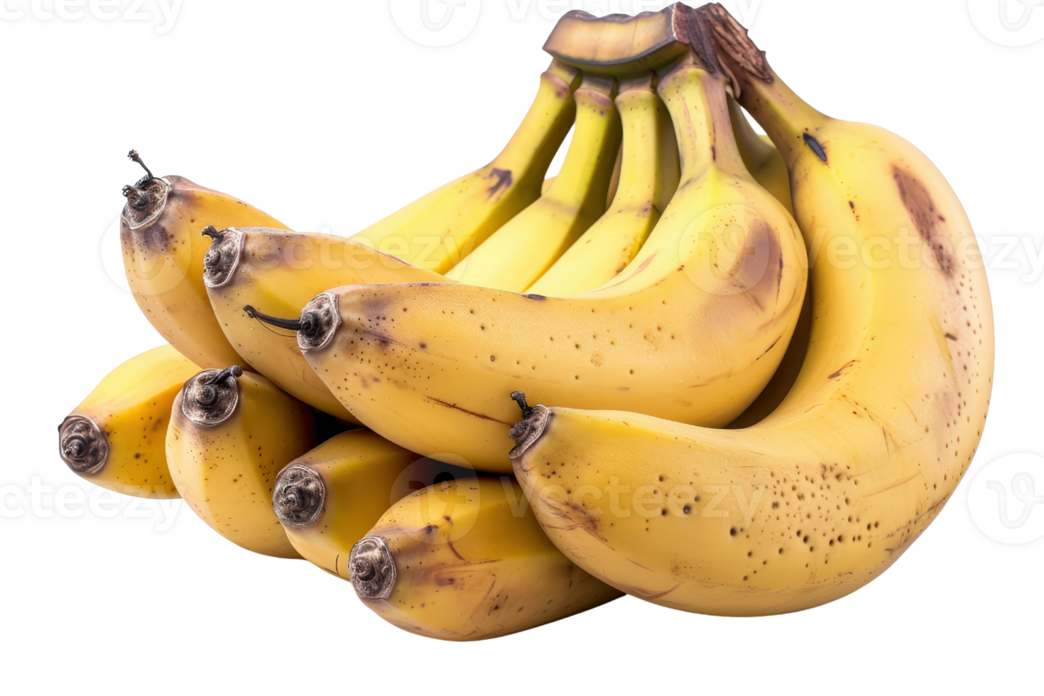 Fresh and Ripe Bananas Stacked Together on a White Background for Healthy Food and Nutrition Concepts png