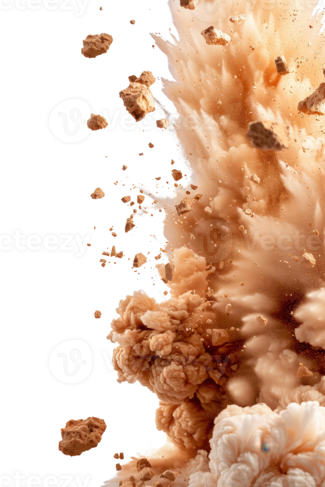 Explosive Eruption of Dust and Debris Captured in High Detail Against a Black Background png