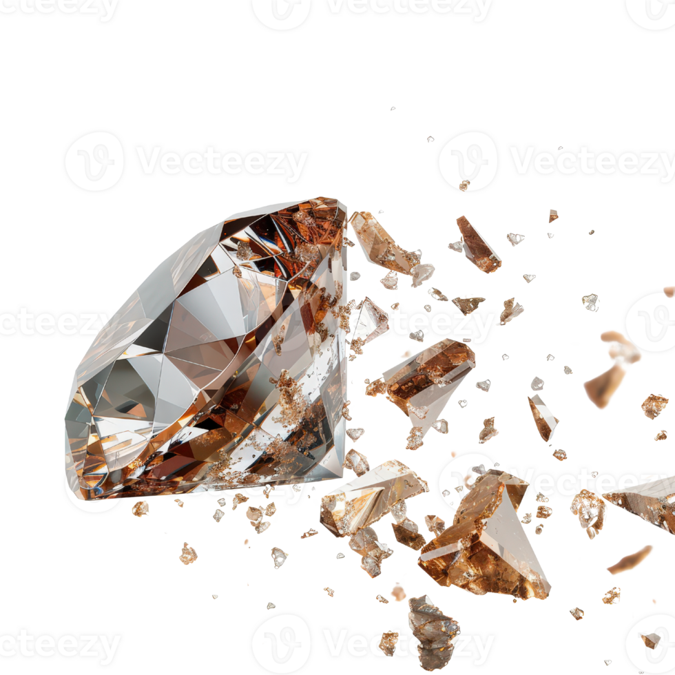 Stunning Brown Diamond with Sparkling Crystals Isolated on White Background in High Definition Quality png