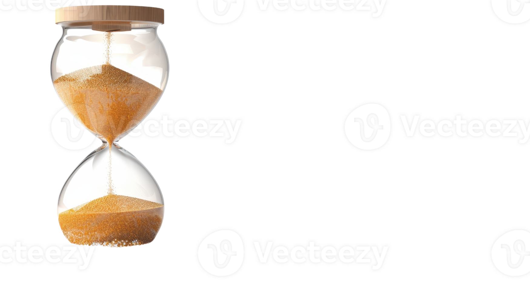 Hourglass with flowing golden sand on a white background symbolizing time management and anticipation of deadlines png