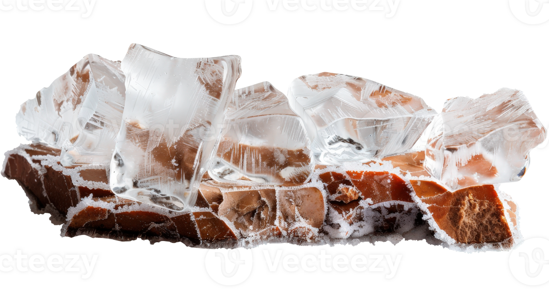 Ice cubes on a rocky surface showcasing clarity and texture, ideal for culinary and beverage themes, cold drinks, freshness png