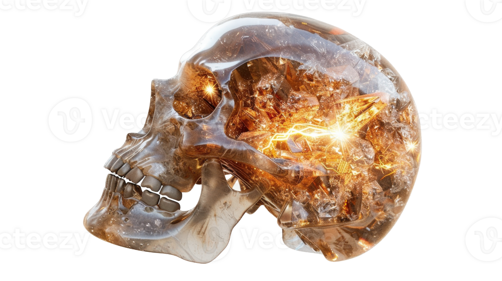 Crystal Skull with Glowing Energy and Intricate Details Captured in High Resolution for Artistic and Fantasy Projects png