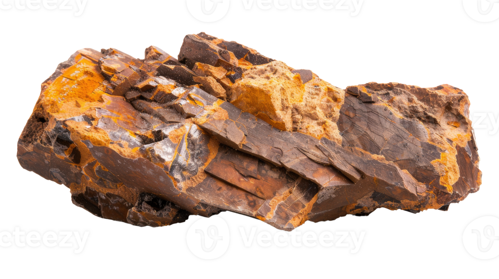 Natural brown and orange striped rock formation showcasing unique textures and patterns in geological specimen png