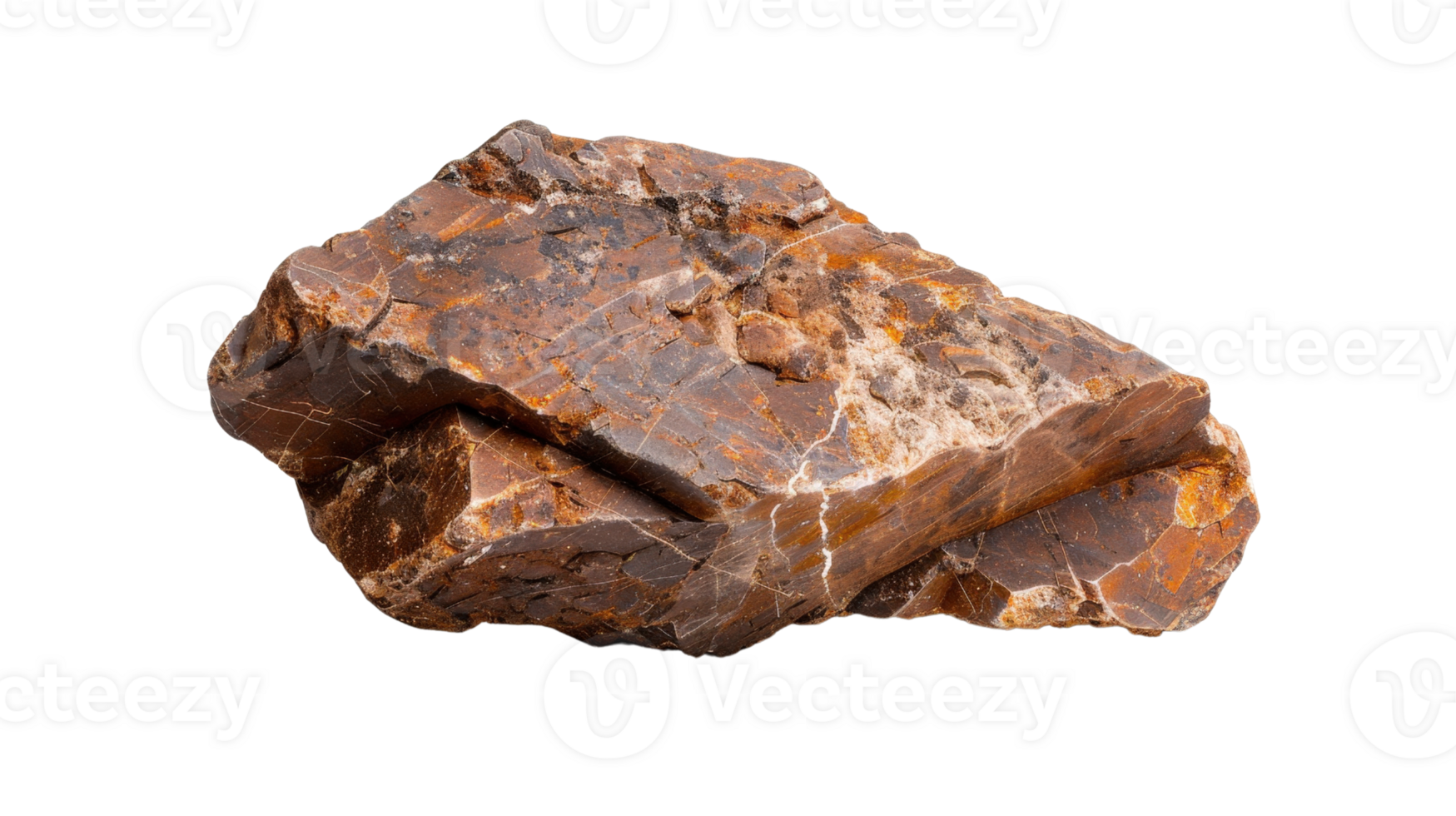 Natural Brown Mineral Rock Extracted from Earth Displaying Unique Geological Patterns and Textures in Close-Up View png