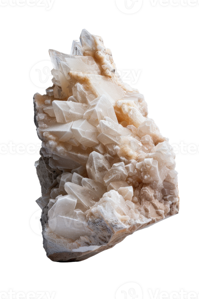 Beautiful natural crystal formation with intricate details showcasing transparency and unique textures in soft lighting png