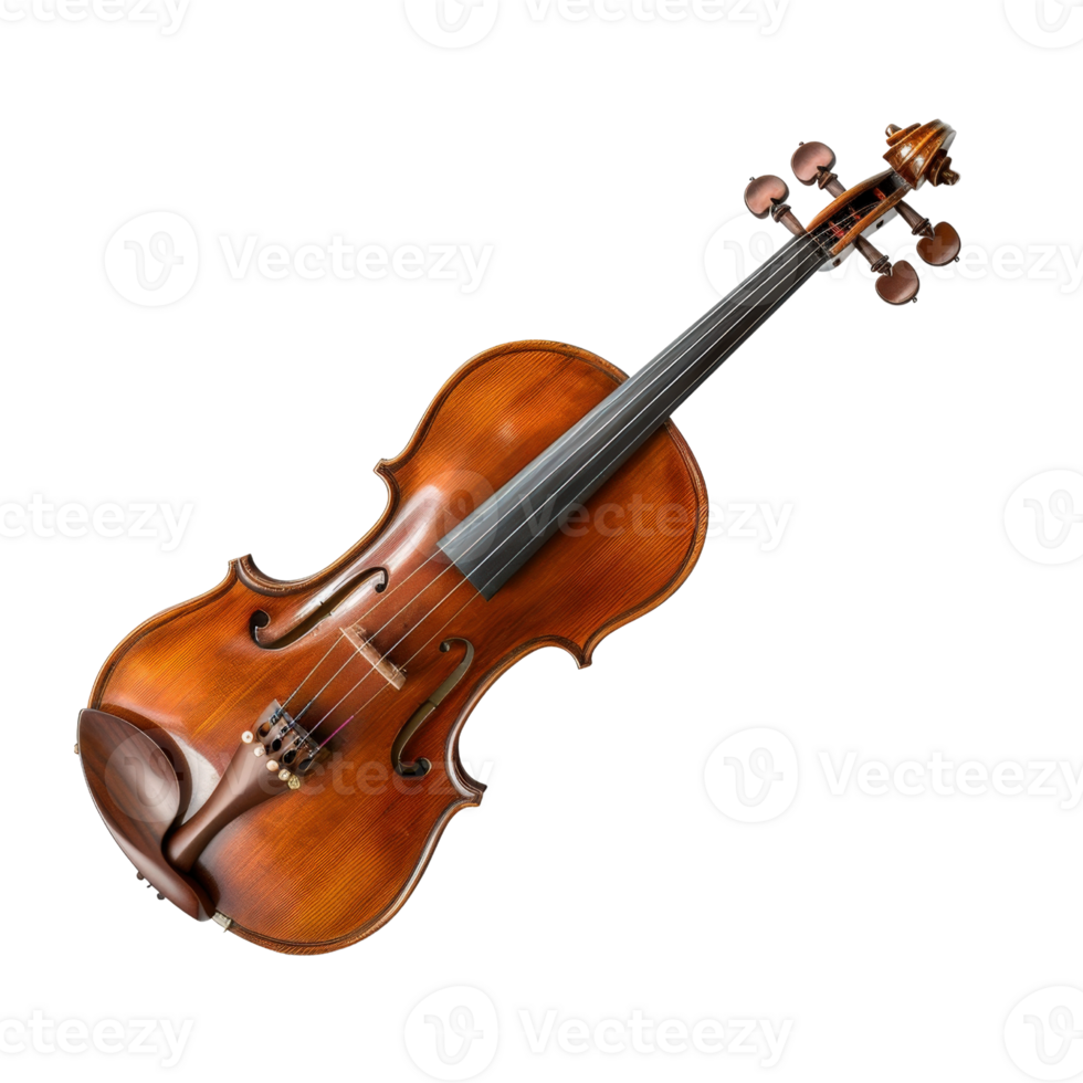 Elegant wooden violin with rich tones and intricate craftsmanship, perfect for musicians and music enthusiasts png