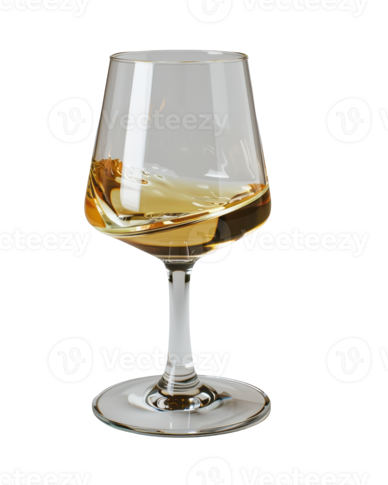 Elegant glass of whiskey with swirling amber liquid on a reflective surface, showcasing fine dining and luxury experience png
