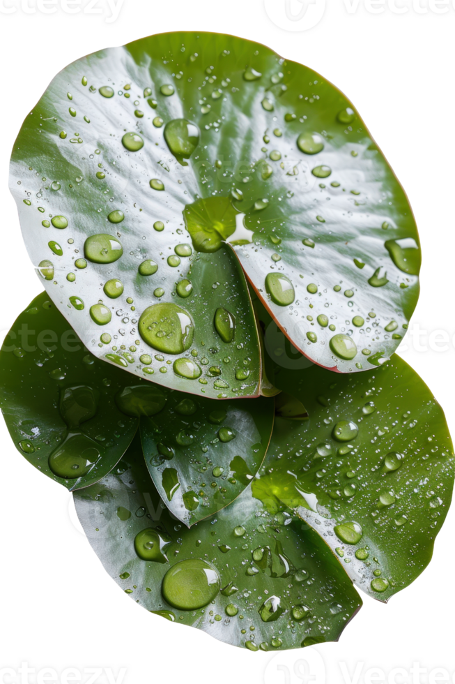 Close-up of Fresh Green Lotus Leaves with Water Droplets on a Black Background png