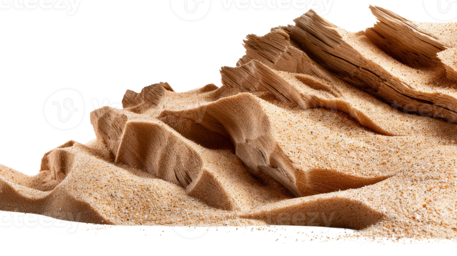 Textured Sand Dunes with Natural Wood Formation Creating Unique Profile in Desert Landscape png