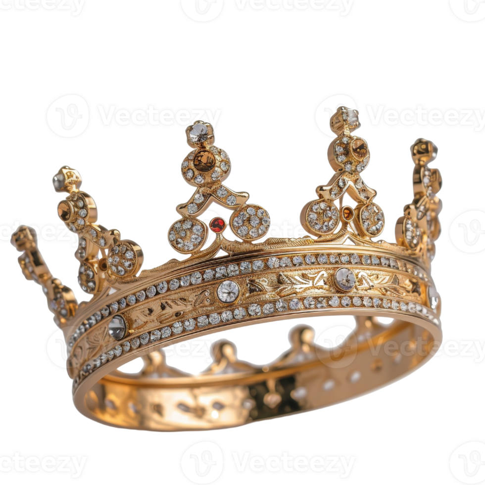 Elegant Gold Crown with Intricate Design and Sparkling Jewels for Royalty and Special Occasions png