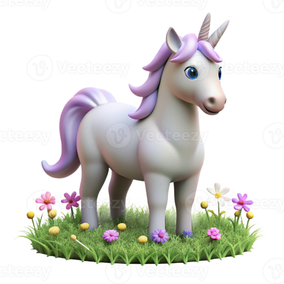 elegant vintage A benevolent unicorn, with a shimmering horn, grazing in a meadow of wildflowers. Art style Children's Book Illustration exclusive png