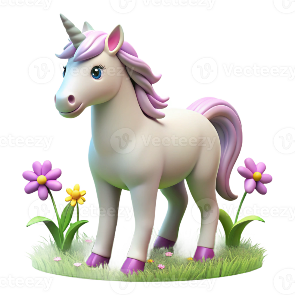 extraordinary modern A benevolent unicorn, with a shimmering horn, grazing in a meadow of wildflowers. Art style Children's Book Illustration genuine png