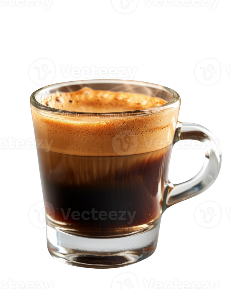 Close-Up of Freshly Brewed Espresso Coffee in Glass Cup with Rich Crema on Top Capturing the Essence of Italian Coffee Culture png
