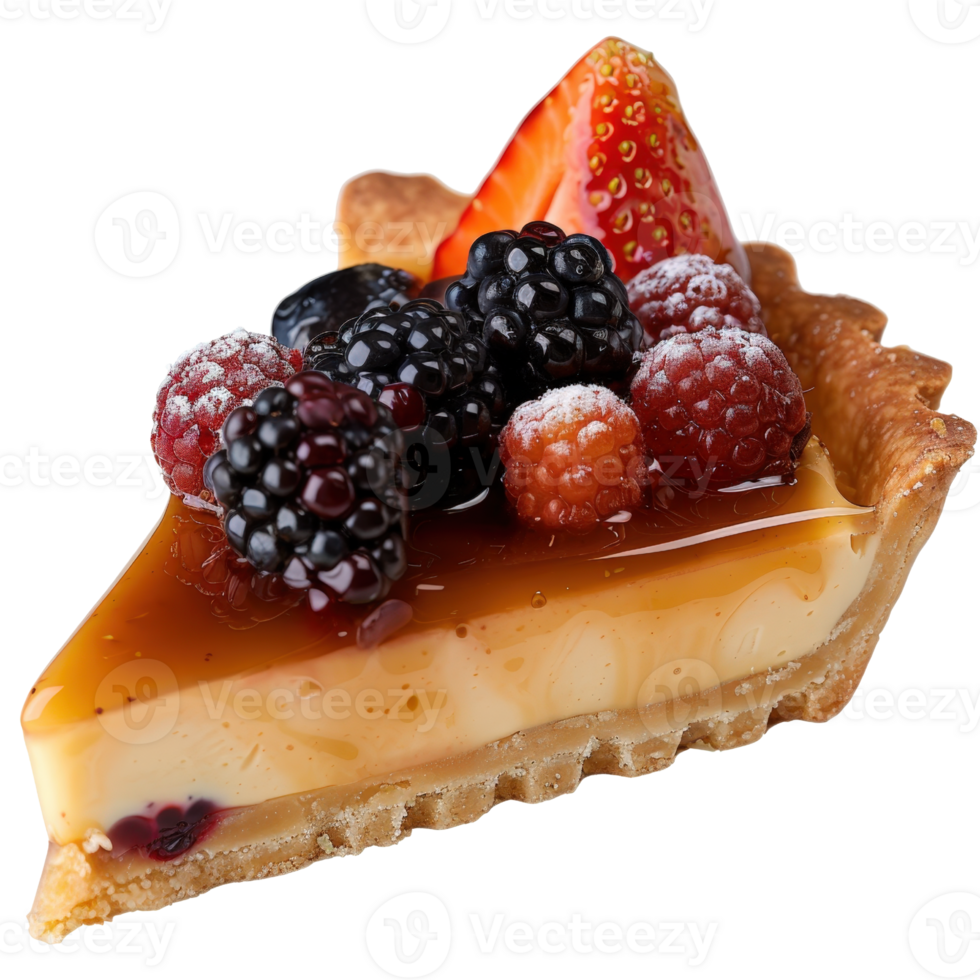 Delicious Fruit Tart with Fresh Berries and Glaze on a Crisp Crust Ready to Tempt Your Taste Buds png