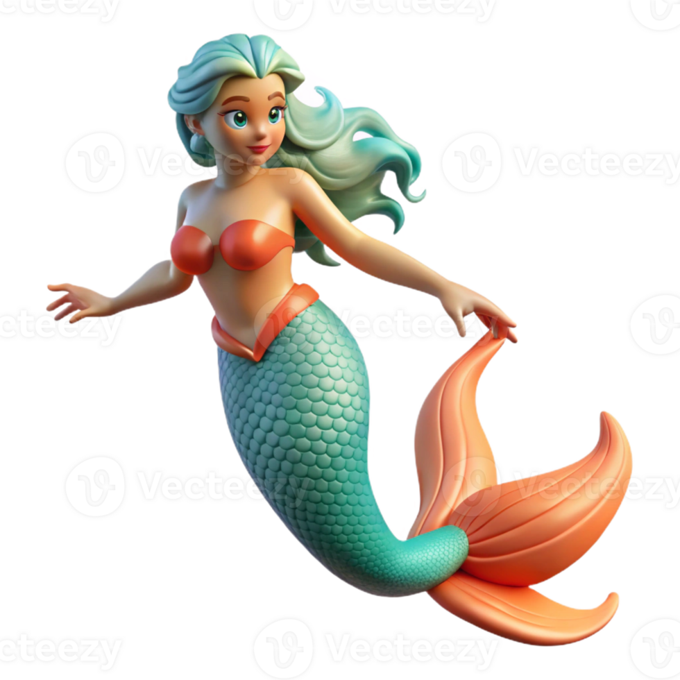 wonderful abstract A graceful mermaid, with shimmering scales and flowing hair, swimming in a coral reef. Art style Art Deco professional png