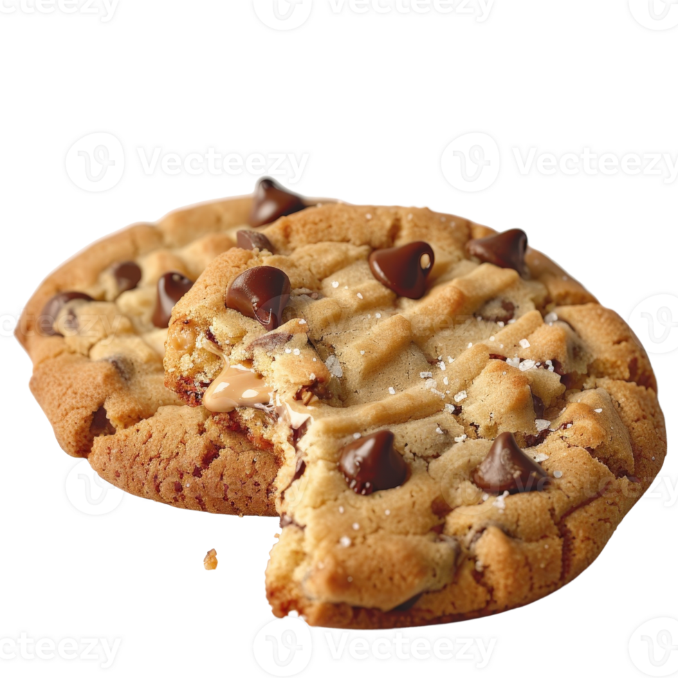 Freshly Baked Chocolate Chip Cookies with Rich Melting Chocolate and Crispy Edges on a Light Background png