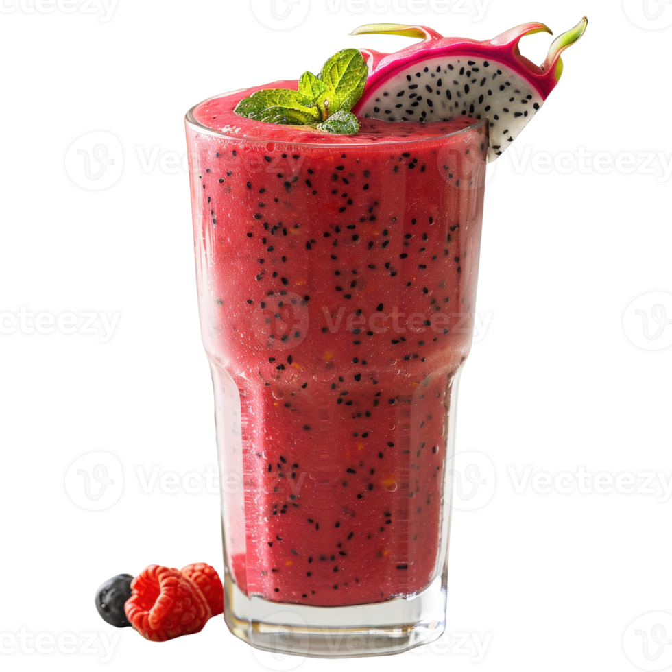 Refreshing and Vibrant Smoothie with Exotic Fruits and Mint Garnish in a Clear Glass on White Background png
