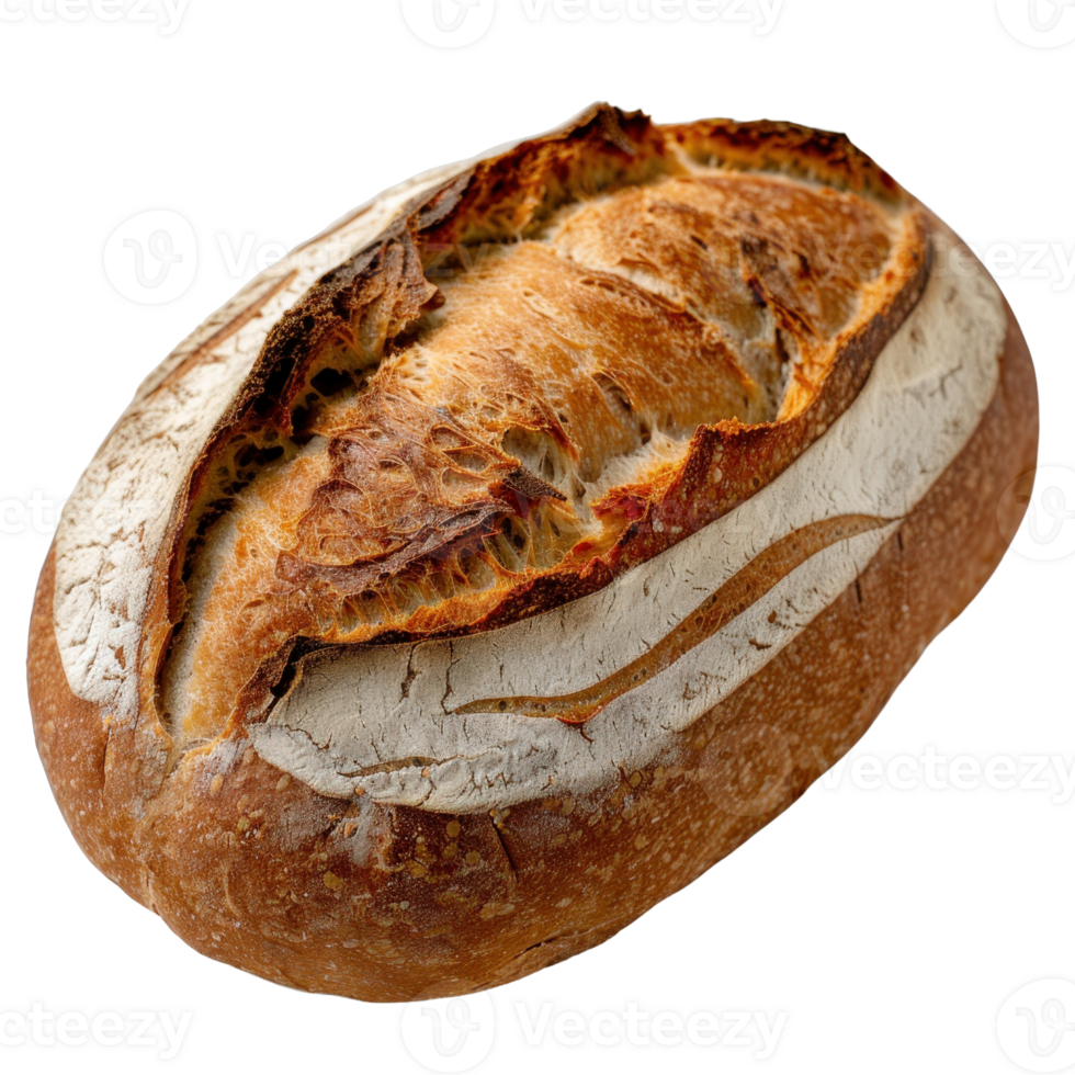 Freshly Baked Artisan Bread with Golden Crust and Rustic Appearance on Isolated Background png