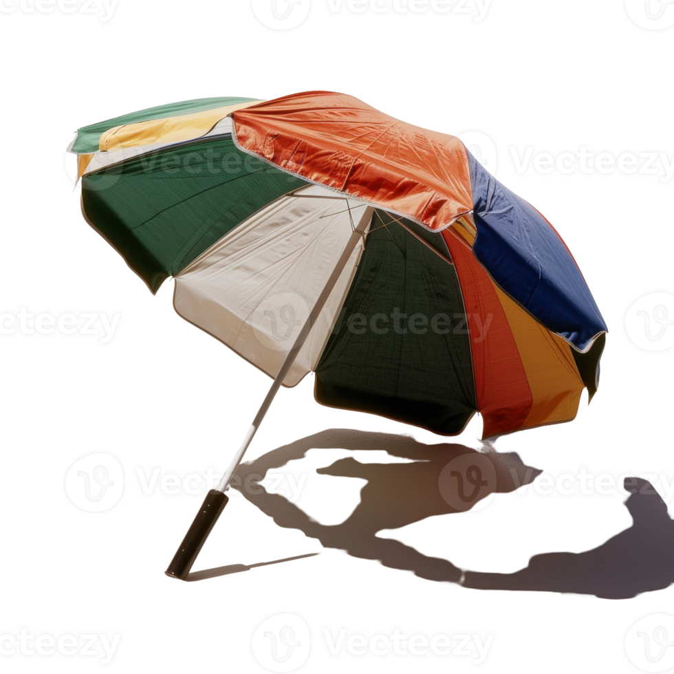 Colorful Beach Umbrella Providing Shade at the Shoreline with Vibrant Design and Strong Structure for Sunny Days png