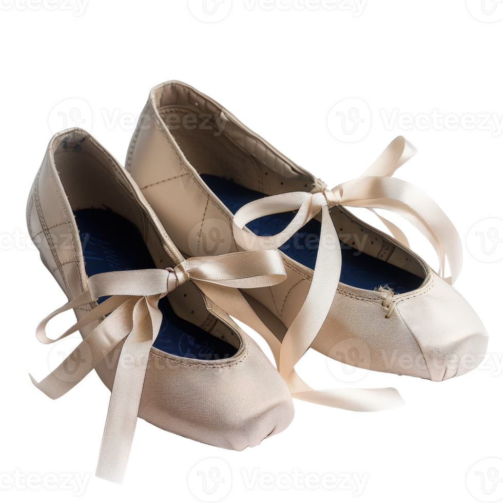 Elegant ballet shoes with satin finish and delicate ribbons, ideal for dance performances and artistic expressions png