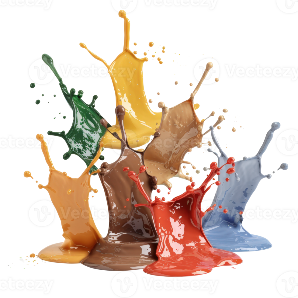 Colorful Liquid Splashes in a Dynamic Composition Capturing the Essence of Art and Creativity in Abstract Representation png