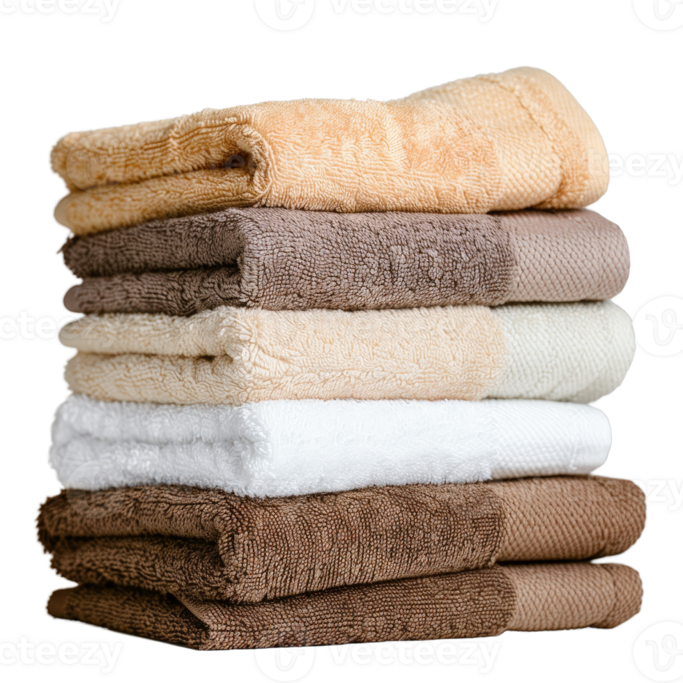 Soft and Cozy Stack of Colorful Towels for Spa, Bath, or Home Use in Neat Arrangement png