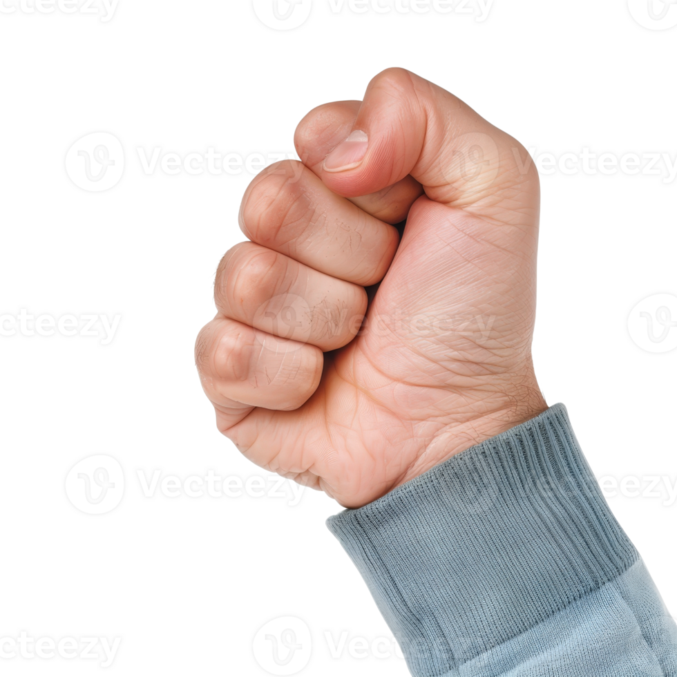 Close-Up Image of a Human Hand Making a Fist Against a White Background in Studio Lighting png