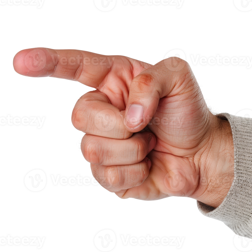 Hand Gesture Pointing Direction with Index Finger Extended Isolated on White Background png
