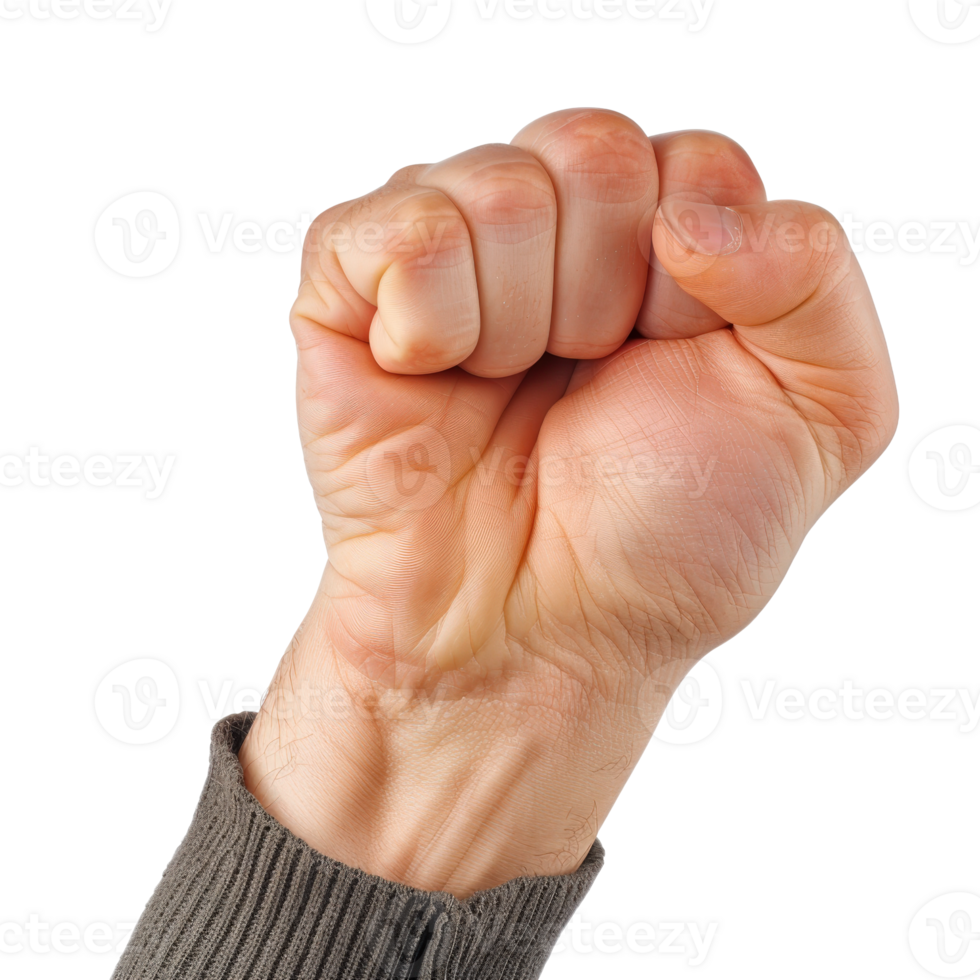 Clenched Fist Gesture Symbolizing Strength, Determination, and Resolve in Human Emotion png