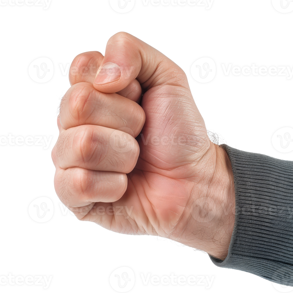 Strong Fist Gesture Displaying Determination and Power in a Assertive Gesture png