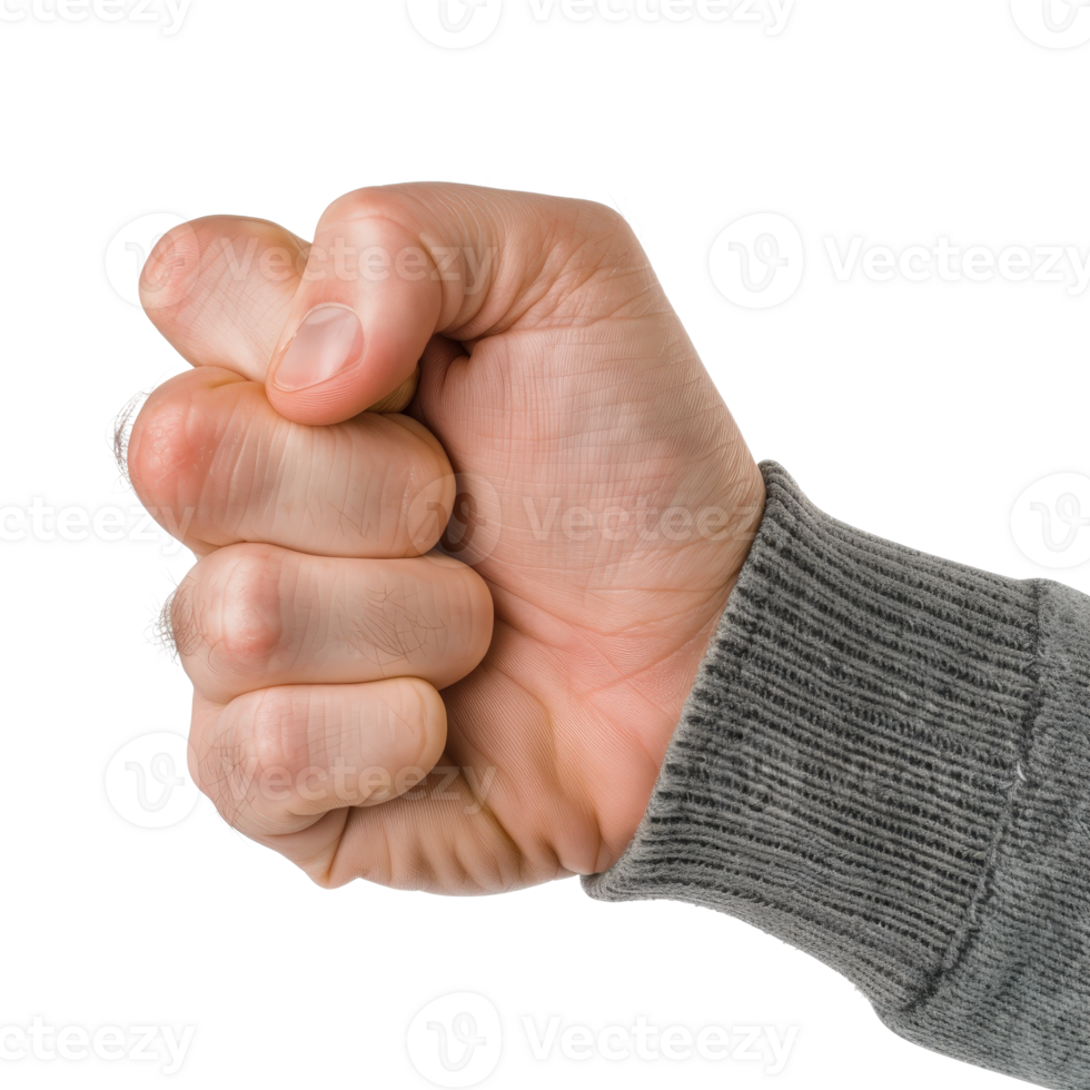 Strong clenched fist showing determination and power in a dynamic action pose png
